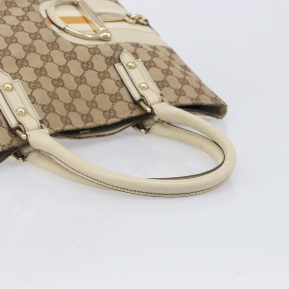 GUCCI GG Canvas Horsebit Sherry Line Tote Bag Beige Gold 137385 Auth BA16410