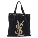 Saint Laurent Kahala Tote Bag Canvas Navy Gold Auth BA16414-2