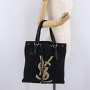 Saint Laurent Kahala Tote Bag Canvas Navy Gold Auth BA16414-23