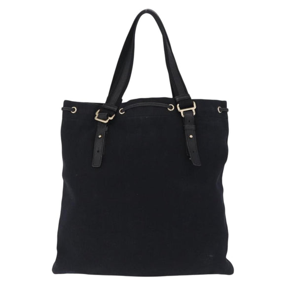 Saint Laurent Kahala Tote Bag Canvas Navy Gold Auth BA16414