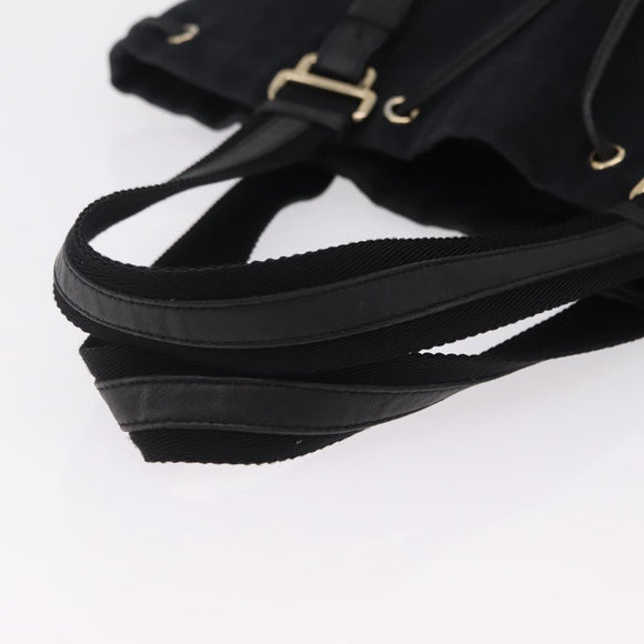 Saint Laurent Kahala Tote Bag Canvas Navy Gold Auth BA16414
