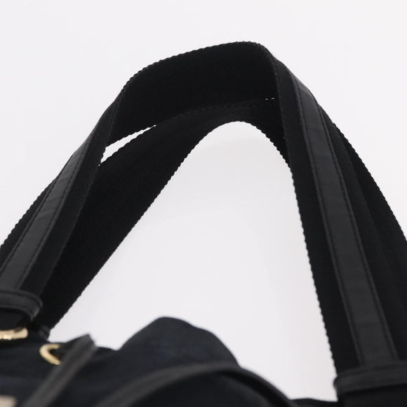 Saint Laurent Kahala Tote Bag Canvas Navy Gold Auth BA16414