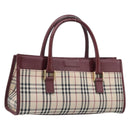BURBERRY Nova Check Hand Bag Canvas Beige Gold Auth BA16416-1
