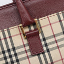 BURBERRY Nova Check Hand Bag Canvas Beige Gold Auth BA16416-18