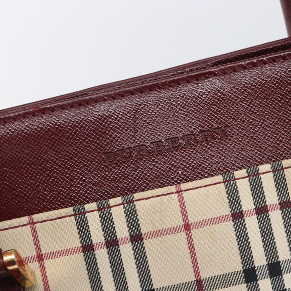 BURBERRY Nova Check Hand Bag Canvas Beige Gold Auth BA16416