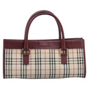 BURBERRY Nova Check Hand Bag Canvas Beige Gold Auth BA16416-13