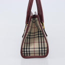 BURBERRY Nova Check Hand Bag Canvas Beige Gold Auth BA16416-3
