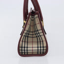 BURBERRY Nova Check Hand Bag Canvas Beige Gold Auth BA16416-4