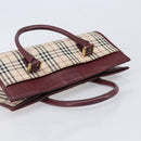 BURBERRY Nova Check Hand Bag Canvas Beige Gold Auth BA16416-6