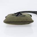 Saint Laurent Kahala Shoulder Bag Canvas Khaki Silver Auth BA16421-5