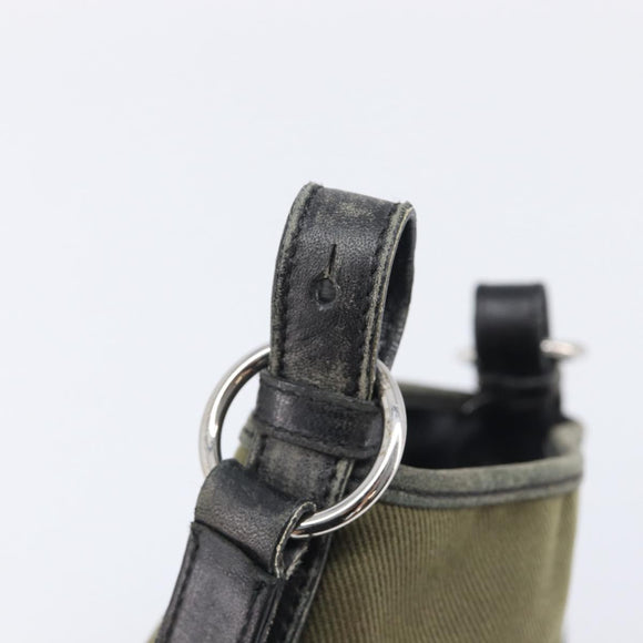 Saint Laurent Kahala Shoulder Bag Canvas Khaki Silver Auth BA16421