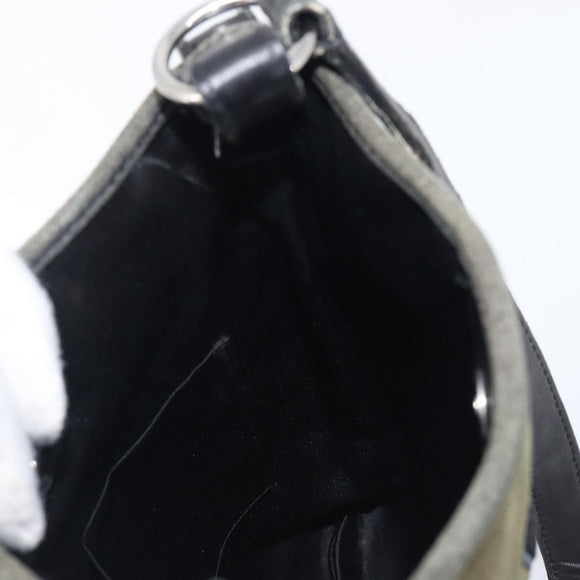 Saint Laurent Kahala Shoulder Bag Canvas Khaki Silver Auth BA16421