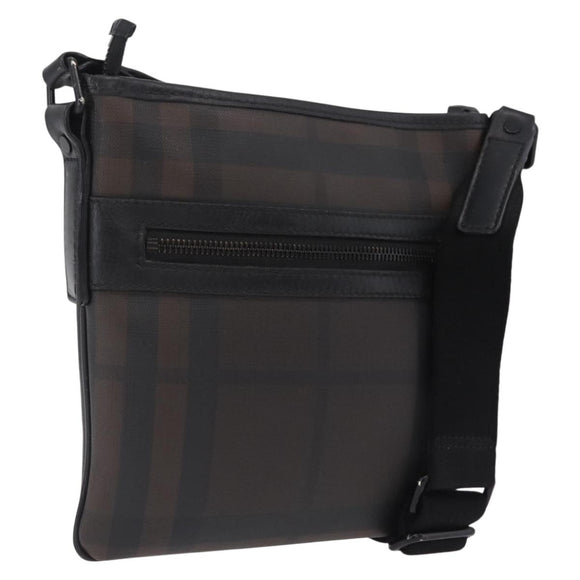 BURBERRY Shoulder Bag PVC Leather Dark Brown Auth BA16422
