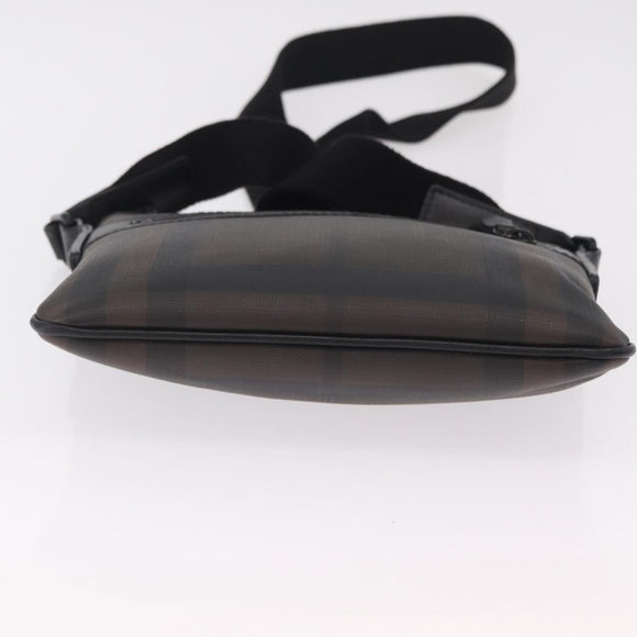 BURBERRY Shoulder Bag PVC Leather Dark Brown Auth BA16422