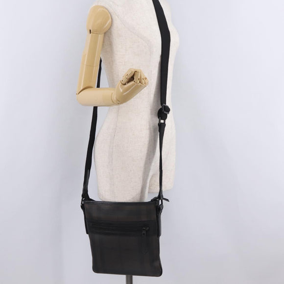 BURBERRY Shoulder Bag PVC Leather Dark Brown Auth BA16422