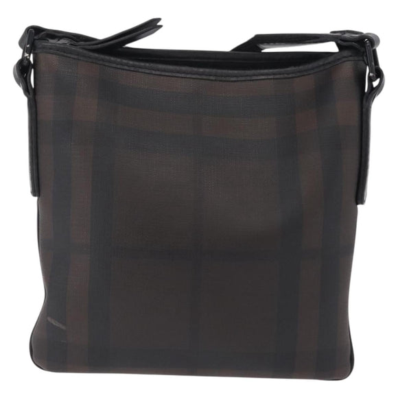 BURBERRY Shoulder Bag PVC Leather Dark Brown Auth BA16422