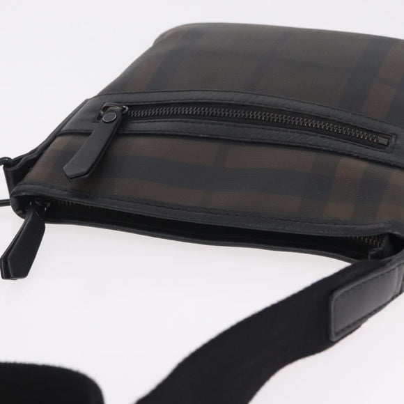 BURBERRY Shoulder Bag PVC Leather Dark Brown Auth BA16422
