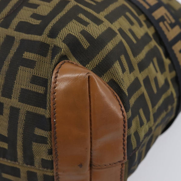 FENDI Zucca Canvas Hand Bag Black Brown 8BH143 Auth BA16429