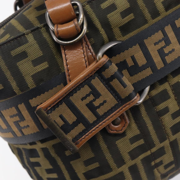 FENDI Zucca Canvas Hand Bag Black Brown 8BH143 Auth BA16429