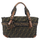 FENDI Zucca Canvas Hand Bag Black Brown 8BH143 Auth BA16429-13