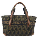 FENDI Zucca Canvas Hand Bag Black Brown 8BH143 Auth BA16429-2