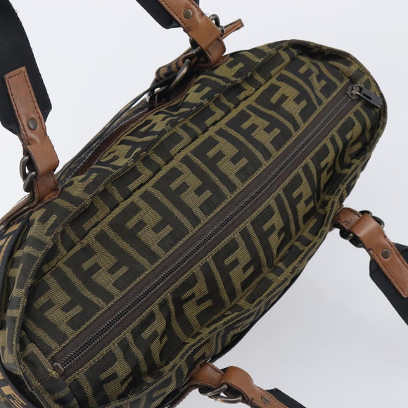 FENDI Zucca Canvas Hand Bag Black Brown 8BH143 Auth BA16429