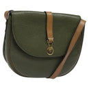 Christian Dior Shoulder Bag Leather Green Gold Auth BA1643-1
