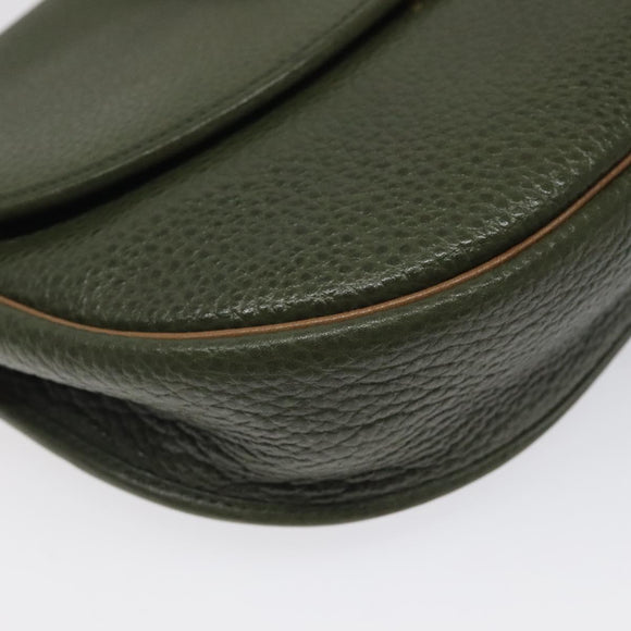 Christian Dior Shoulder Bag Leather Green Gold Auth BA1643