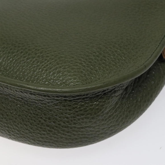 Christian Dior Shoulder Bag Leather Green Gold Auth BA1643