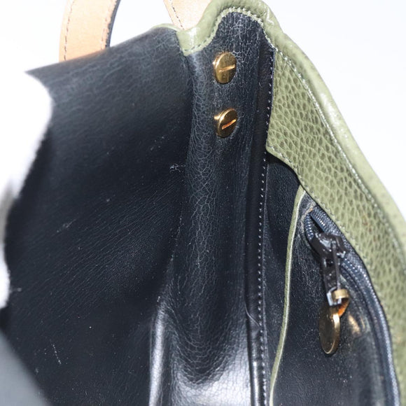 Christian Dior Shoulder Bag Leather Green Gold Auth BA1643