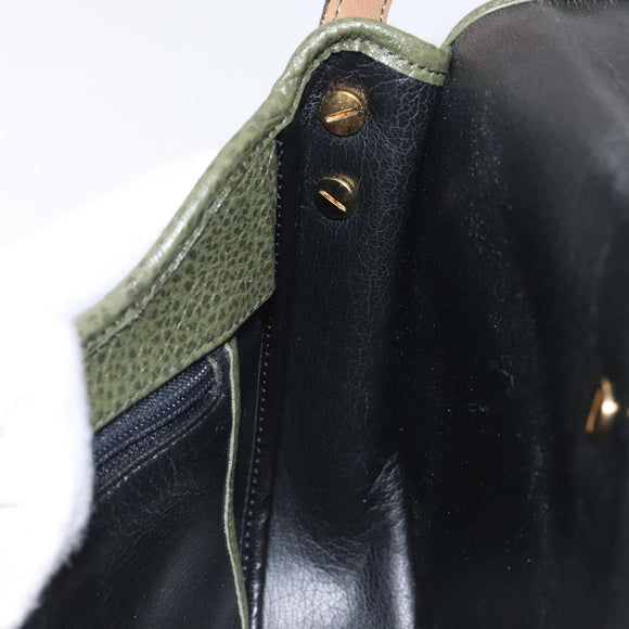 Christian Dior Shoulder Bag Leather Green Gold Auth BA1643