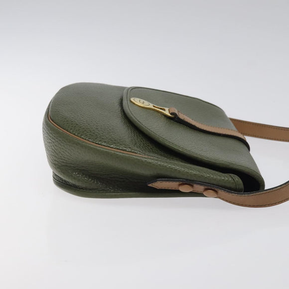 Christian Dior Shoulder Bag Leather Green Gold Auth BA1643