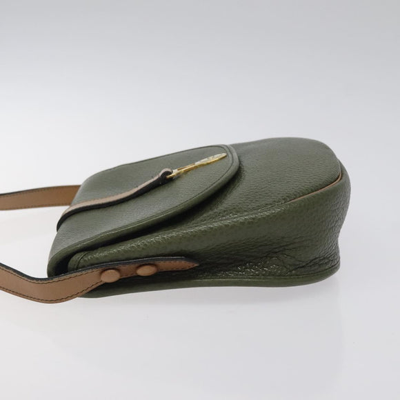 Christian Dior Shoulder Bag Leather Green Gold Auth BA1643