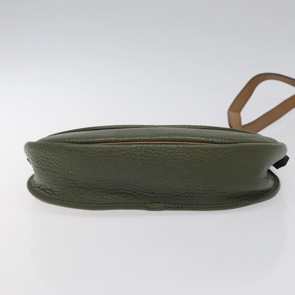 Christian Dior Shoulder Bag Leather Green Gold Auth BA1643