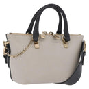 Chloe Bailey Hand Bag Leather 2way Gray Gold Auth BA16432-1