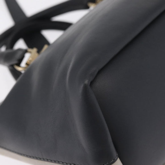 Chloe Bailey Hand Bag Leather 2way Gray Gold Auth BA16432