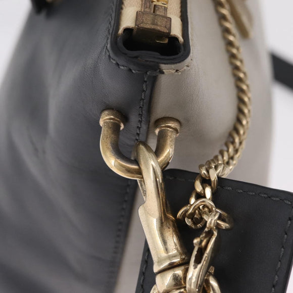 Chloe Bailey Hand Bag Leather 2way Gray Gold Auth BA16432