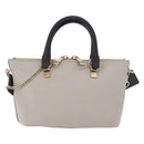 Chloe Bailey Hand Bag Leather 2way Gray Gold Auth BA16432-13