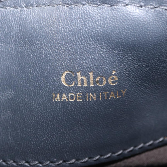 Chloe Bailey Hand Bag Leather 2way Gray Gold Auth BA16432