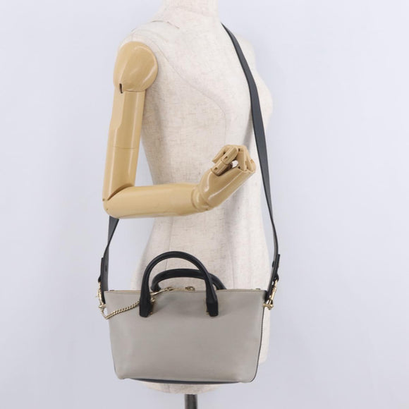 Chloe Bailey Hand Bag Leather 2way Gray Gold Auth BA16432