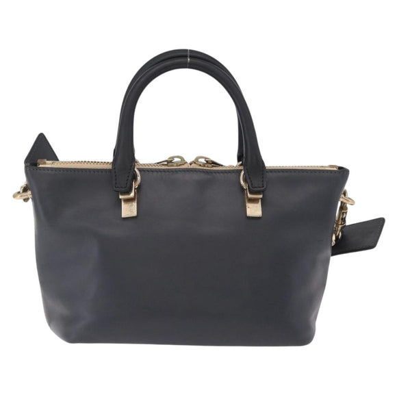 Chloe Bailey Hand Bag Leather 2way Gray Gold Auth BA16432