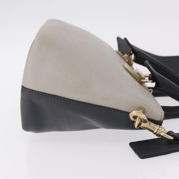 Chloe Bailey Hand Bag Leather 2way Gray Gold Auth BA16432