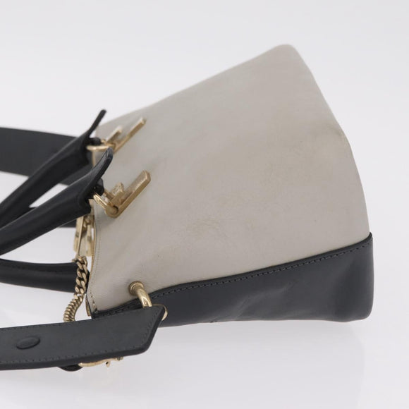 Chloe Bailey Hand Bag Leather 2way Gray Gold Auth BA16432