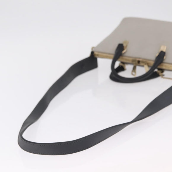 Chloe Bailey Hand Bag Leather 2way Gray Gold Auth BA16432