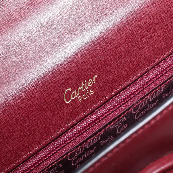 Cartier Must Line Shoulder Bag Leather Bordeaux Gold Auth BA16433