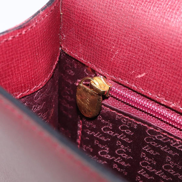 Cartier Must Line Shoulder Bag Leather Bordeaux Gold Auth BA16433