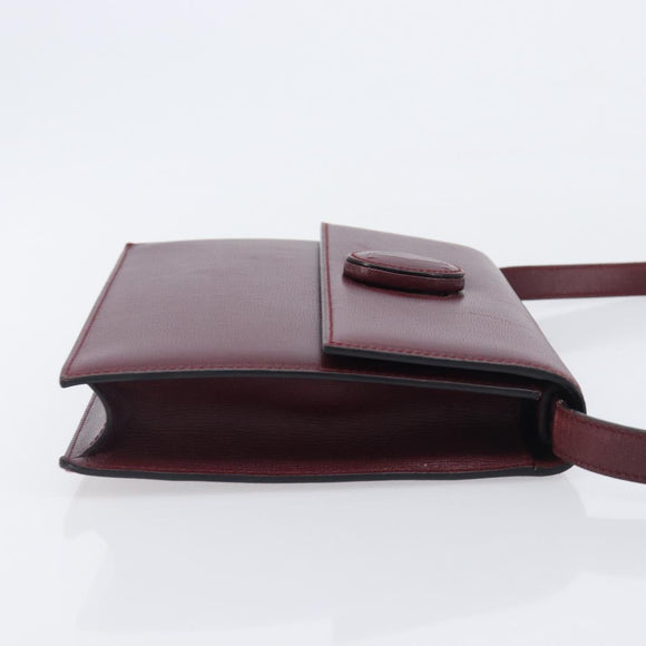Cartier Must Line Shoulder Bag Leather Bordeaux Gold Auth BA16433