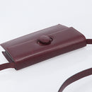 Cartier Must Line Shoulder Bag Leather Bordeaux Gold Auth BA16433-6