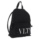 Valentino Backpack Canvas Black Silver Auth BA16435A-1