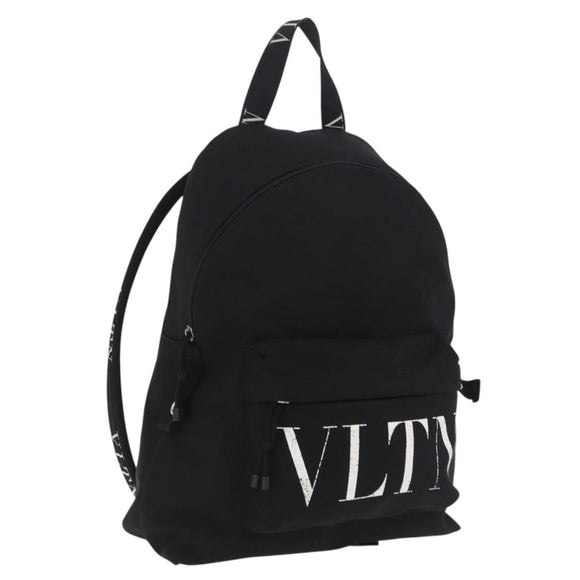 Valentino Backpack Canvas Black Silver Auth BA16435A